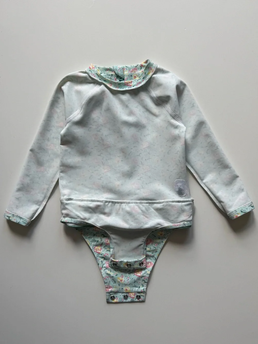 Ralph Lauren Baby Girl Floral Ruffled One-Piece Rashguard Swimsuit - Size 18-24M